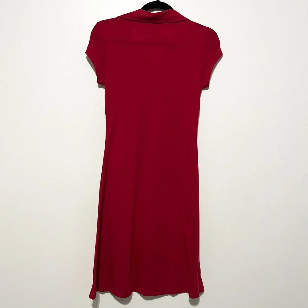 Juniors Y2K Polo Dress M Red Preppy 2000s Twee Ruched Tennis No Boundaries